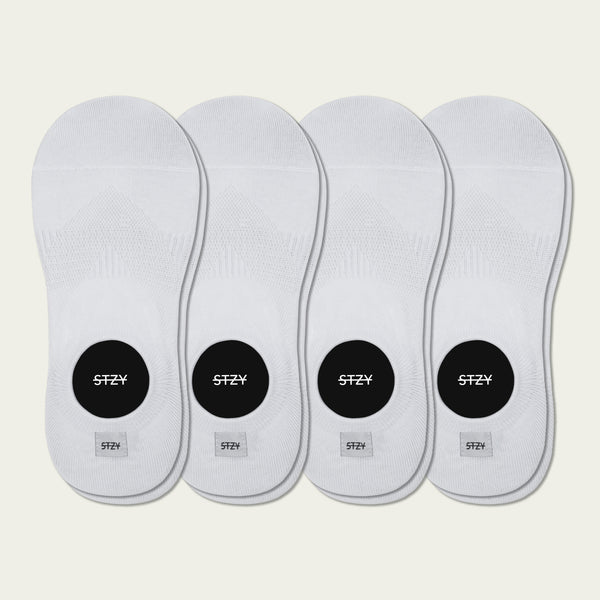 Triple White - Blank No-Show (4 Pairs)