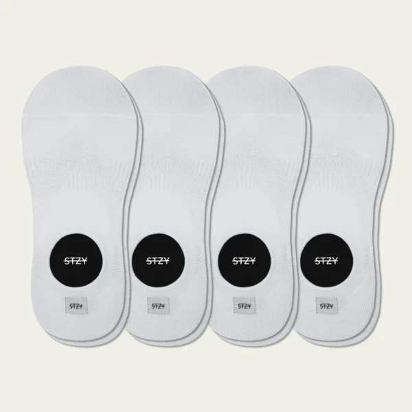 Triple White - Blank No-Show (4 Pairs)